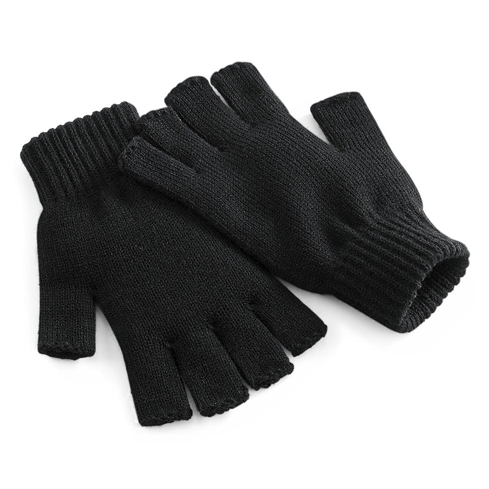 Fingerless Thermal Gloves, Black - Winter Warm Packs