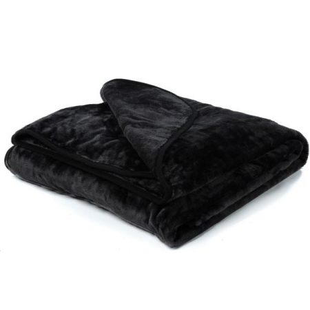 Black Mink Throw Heavy Fleece Blanket 150x200cm