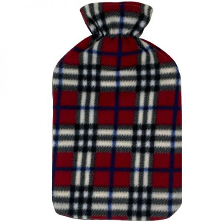 Hot Water Bottle With Fleece Cover, 2L, Angus Check