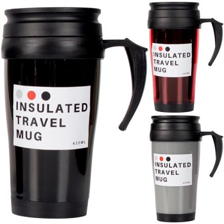 Insulated Travel Mug, 420ml, Assorted
