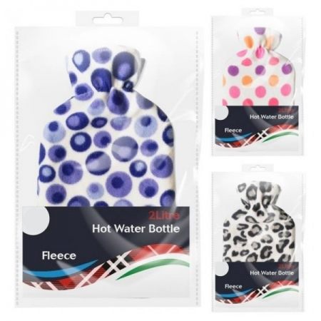 Hot Water Bottle With Fleece Cover, 2 Litre in Assorted Colours