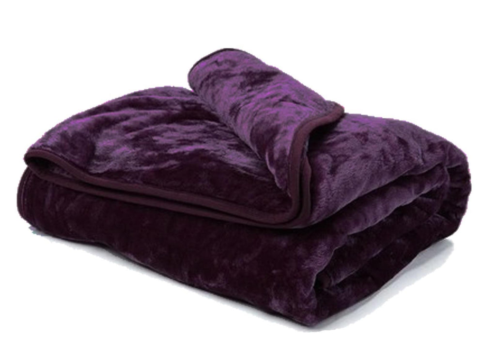 Heavy Fleece Mink Throw Blanket, Grape - Winter Warm Packs