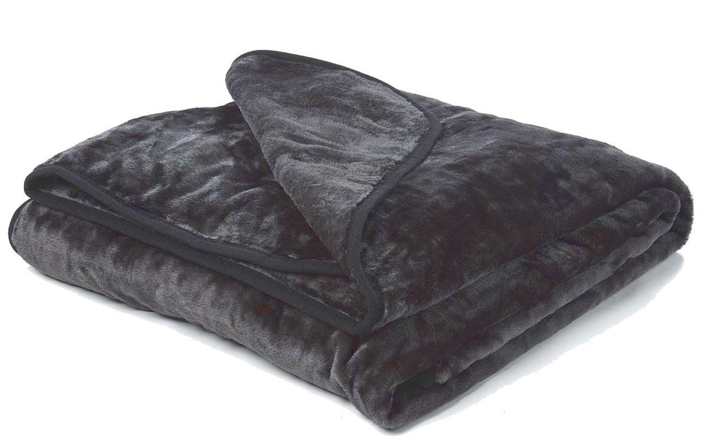 Heavy Fleece Mink Throw Blanket, Slate - Winter Warm Packs
