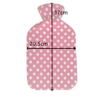 Hot Water Bottle With Fleece Cover 2L Natural Rubber Polka Red - Winter Warm Packs