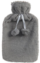Hot Water Bottle With Faux Fur Cover 2L Warm Natural Rubber Grey - Winter Warm Packs