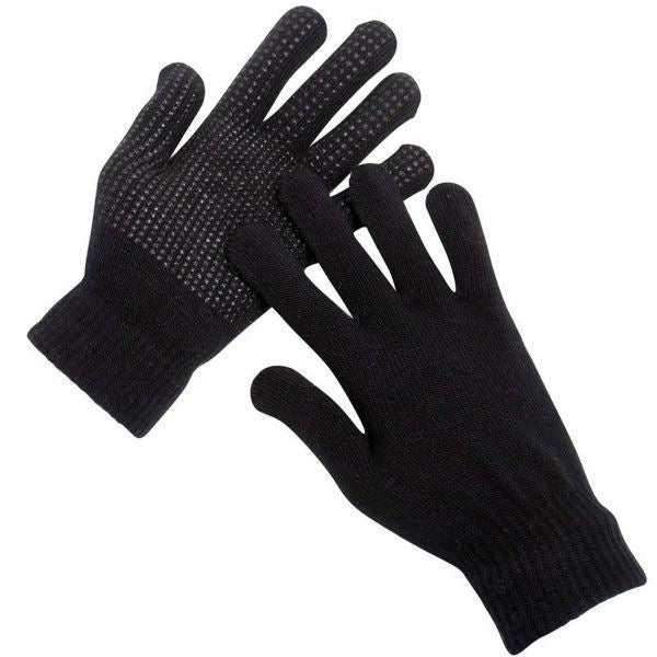 Thermal Gripper Gloves, Full Length, Black - Winter Warm Packs
