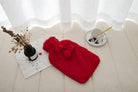 Hot Water Bottle With Faux Fur Cover 2L Warm Natural Rubber Red - Winter Warm Packs