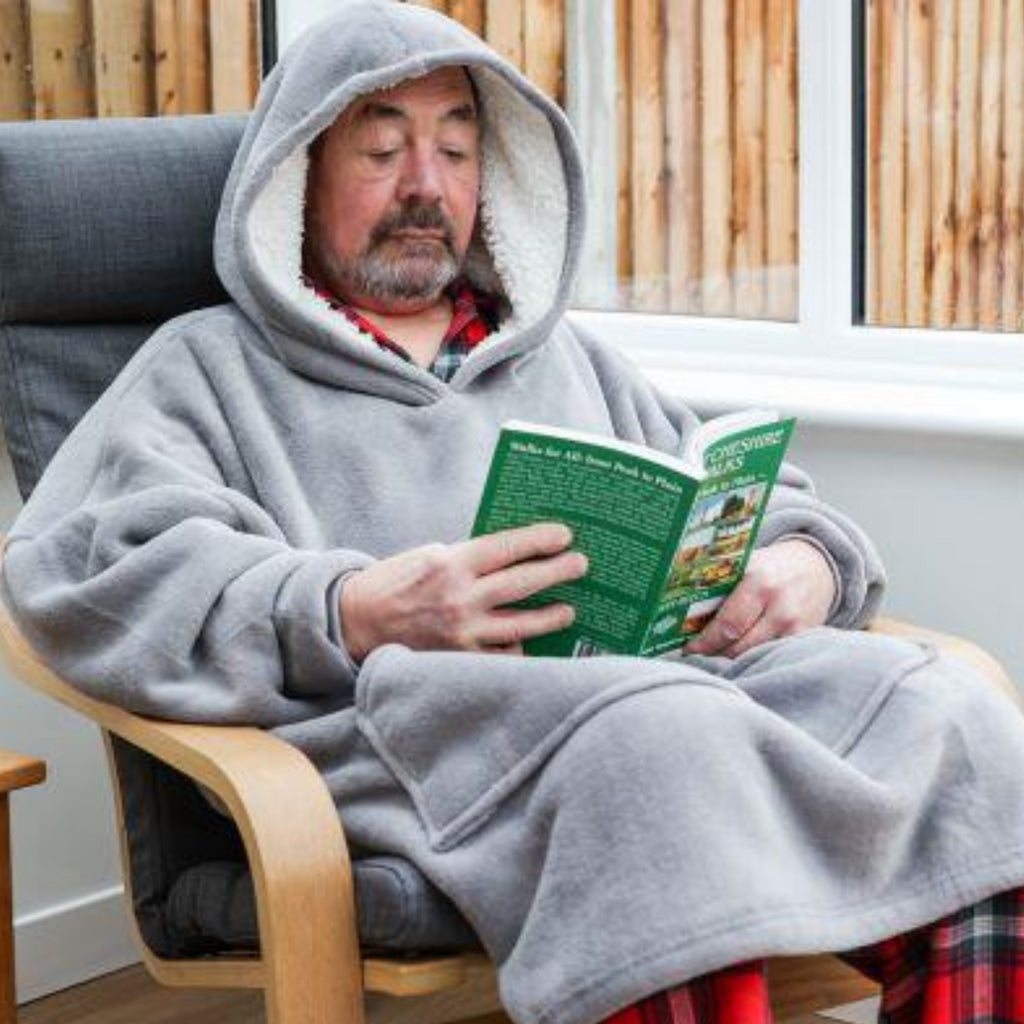 Cosy Hoodie, Grey (One Size) - Winter Warm Packs