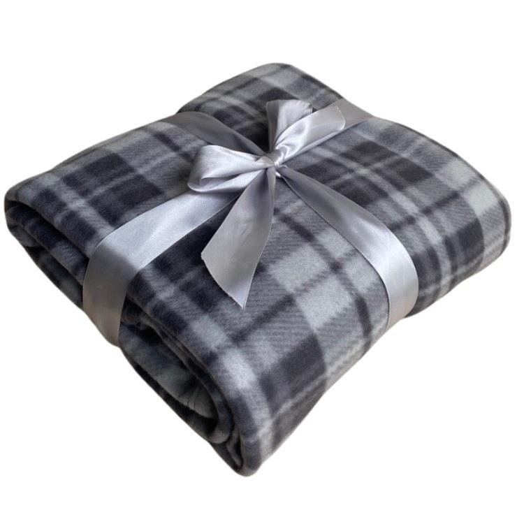 Check Grey Polar Fleece Blankets - Winter Warm Packs