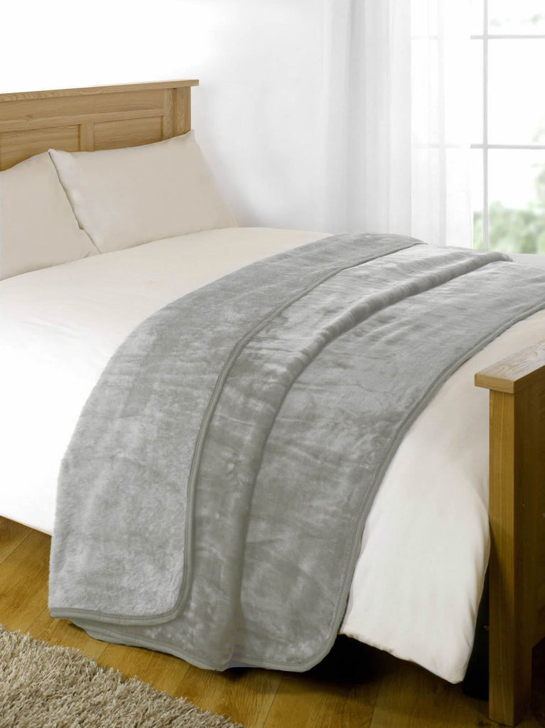 Heavy Fleece Mink Throw Blanket, Silver - Winter Warm Packs