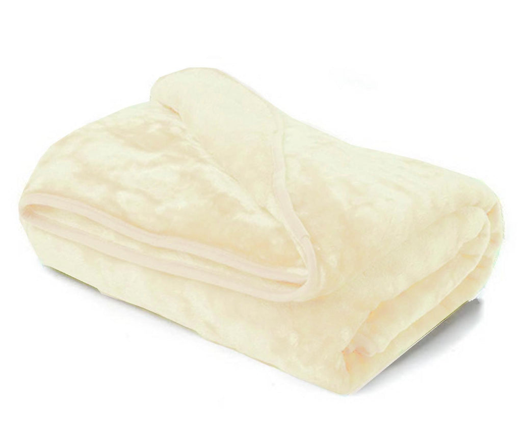 Heavy Fleece Mink Throw Blanket, Cream - Winter Warm Packs
