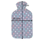 Hot Water Bottle With Fleece Cover 2L Natural Rubber Polka Blue - Winter Warm Packs