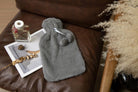 Hot Water Bottle With Faux Fur Cover 2L Warm Natural Rubber Grey - Winter Warm Packs