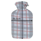 Hot Water Bottle With Fleece Cover 2L Natural Rubber Isla Check - Winter Warm Packs