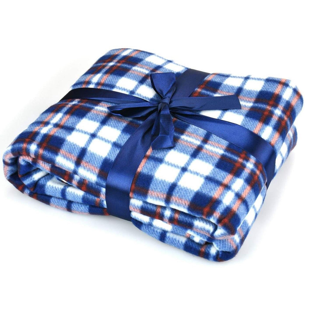 Check Blue Polar Fleece Blankets - Winter Warm Packs