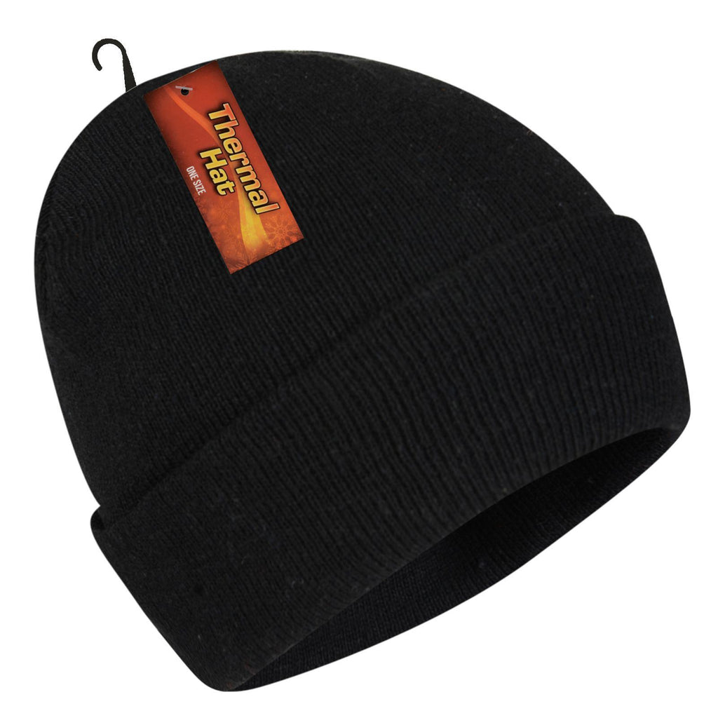 Thermal Winter Hat, Black - Winter Warm Packs