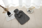 Hot Water Bottle With Faux Fur Cover 2L Warm Natural Rubber Grey - Winter Warm Packs