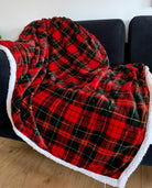 Red Check Sherpa Blanket 150x200cm NQP - Winter Warm Packs