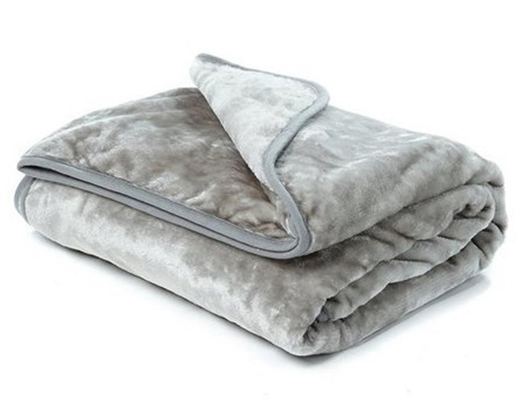 Heavy Fleece Mink Throw Blanket, Silver - Winter Warm Packs