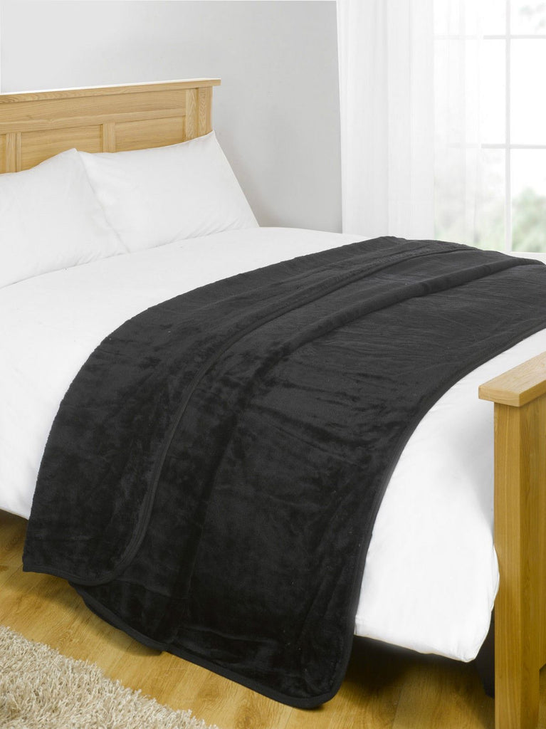 Heavy Fleece Mink Throw Blanket, Black - Winter Warm Packs