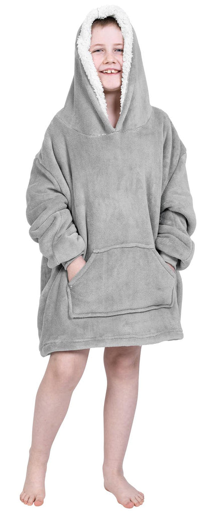 Kids Cosy Hoodie, Grey (One Size Kids) - Winter Warm Packs