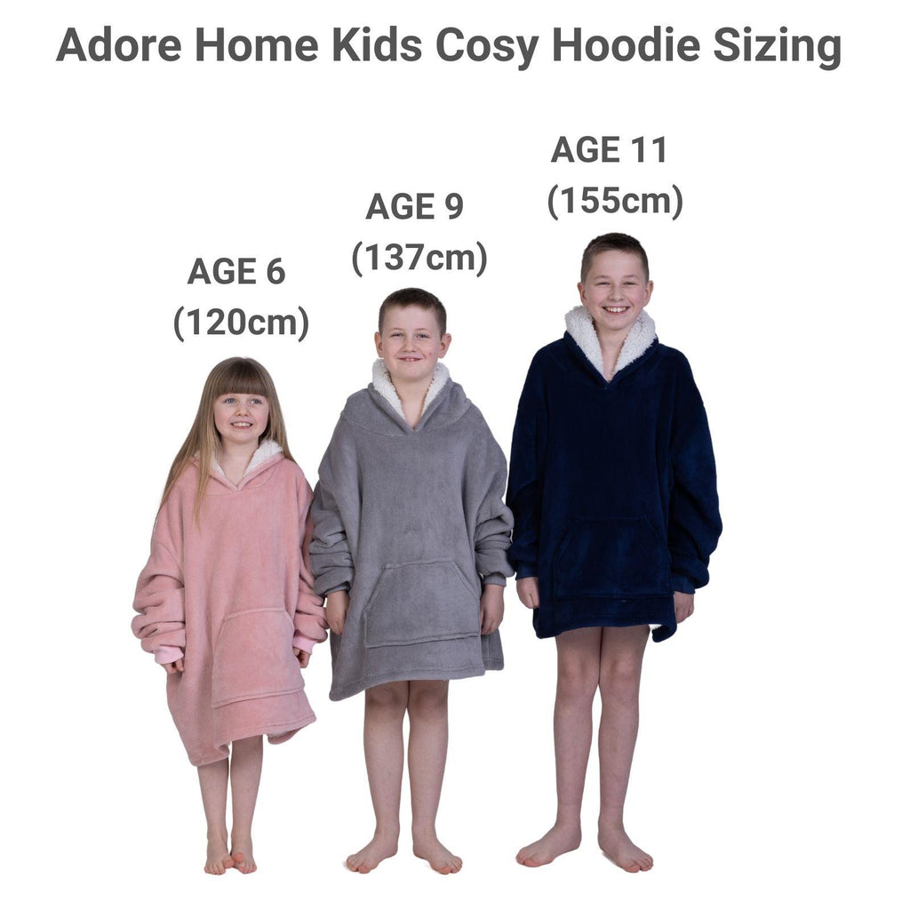Kids Cosy Hoodie, Grey (One Size Kids) - Winter Warm Packs