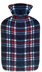 Hot Water Bottle With Fleece Cover 2L Natural Rubber Isla Check - Winter Warm Packs