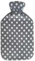 Hot Water Bottle With Fleece Cover 2L Natural Rubber Natural Rubber Polka Grey - Winter Warm Packs