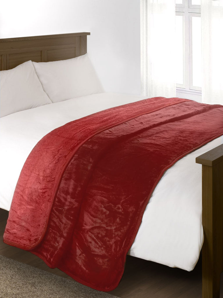 Heavy Fleece Mink Throw Blanket, Red - Winter Warm Packs