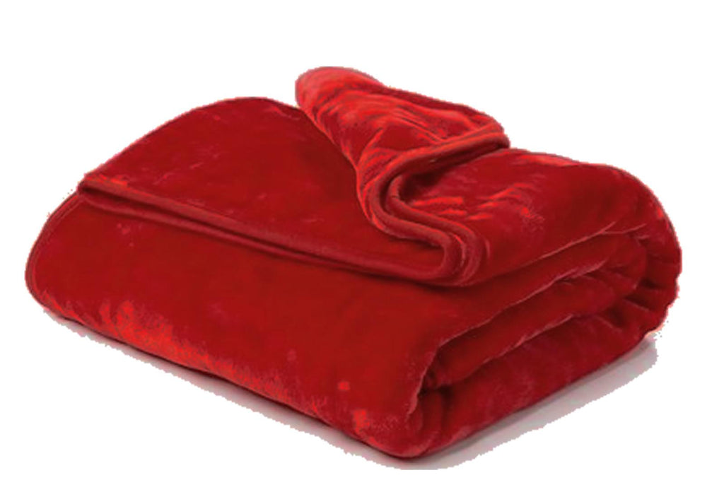 Heavy Fleece Mink Throw Blanket, Red - Winter Warm Packs
