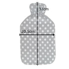 Hot Water Bottle With Fleece Cover 2L Natural Rubber Natural Rubber Polka Grey - Winter Warm Packs